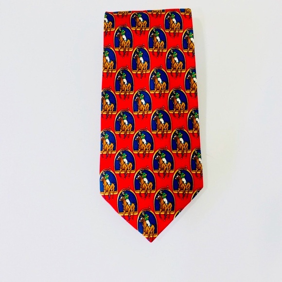 🎏HP🎏 SILK TIE MICHELSONS TONES OF RED NAVY BLUE - Picture 5 of 5